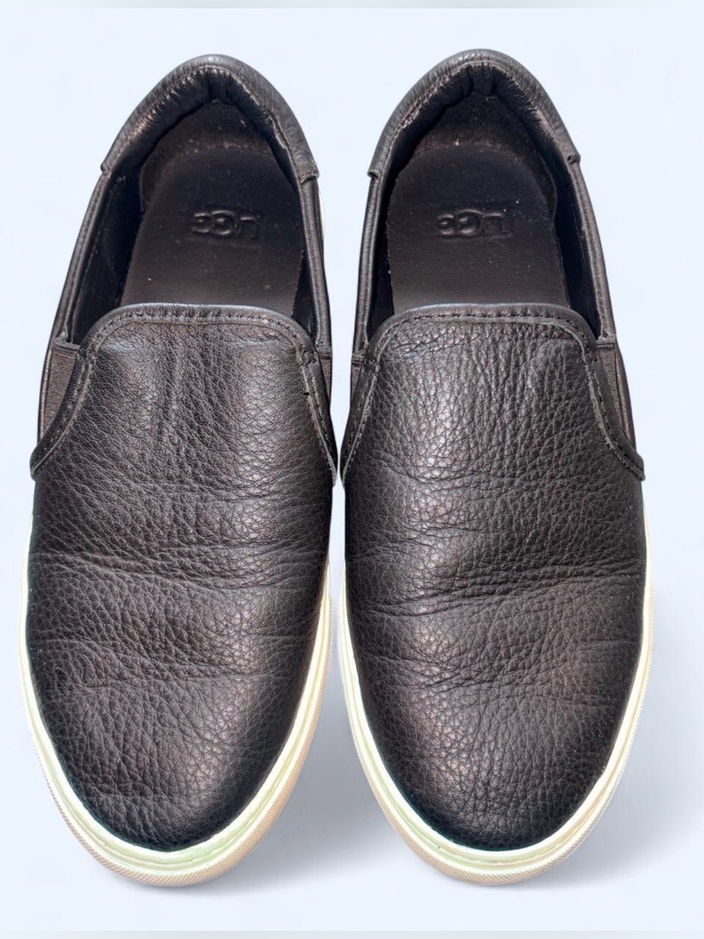 UGG Jass Black Leather Slip On Sneakers Size 7.5